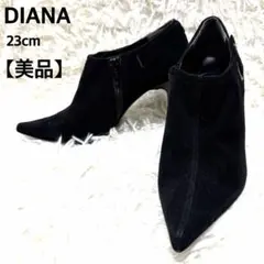DIANA 黒 サイドジップ ショートブーツ ブラック スエード ハイヒール
