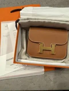 新品 HERMES コンスタンス コンパクト スリム ブルーペール×ゴールド 