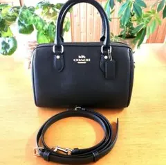 コーチCOACH 黒 レザーハンドバッグ2WAYレディース