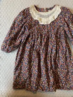 韓国子供服 pour enfant 小花柄レース襟 ワンピース　XL