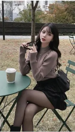 GRL cu441 ハイネックリブニットトップス　モカ