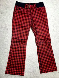 値下げ⤵♥FILA♥ゴルフ★ポリエステル暖パン裏起毛レディース千鳥赤【M】