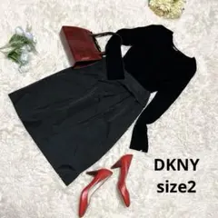 DKNY ブラック　カシュクール ドッキングワンピース　ハリsize2のサムネイル