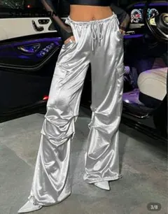 サテン ワークパンツ