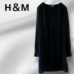 ❣️エイチアンドエム❣️ワンピース レース ブラック 黒 Vネック 長袖