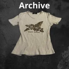 Y2K Archive 00s ピチT ハイビスカス リネン混 リブニットのサムネイル