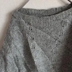 美品✨️【XL】グレー ケーブルニット 長袖セーター レディース トップス 古着