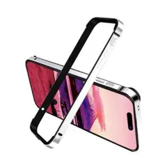 OURJOY iPhone15Pro バンパー シルバー メタリック フレーム