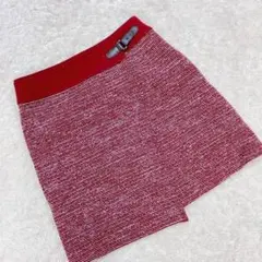 UNTITLED アンタイトル ツイード ミニスカート 日本製 赤 M ラップ⭐