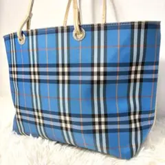 BURBBRY バーバリー ロンドン ノバチェック トートバッグ ブルー