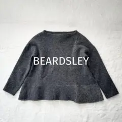 BEARDSLEY 羊 ヤク ペプラム ニット 長袖 フレア グレー ウール