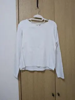 H&M リブ長袖カットソー ホワイト Lのサムネイル