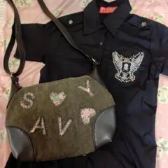 サボイSAVOYショルダーバッグ鞄キラキラカジュアルカーキ色ハート柄パンク黒色
