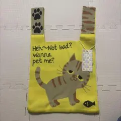 D.KELLY ニットバッグ 猫柄 イエロー