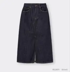 GU デニムフロントスリットロングスカート(丈標準86.0～93.0cm)のサムネイル