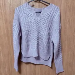 GU ラベンダー ケーブルニット Lサイズ