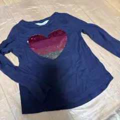 H&M 長袖カットソー ピンク ハート スパンコール 120 130