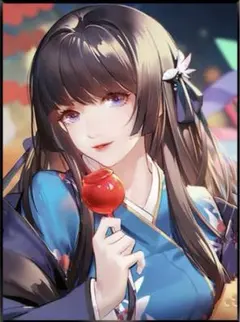 クロスステッチキット　りんご飴美少女(11CT、図案印刷あり)