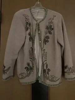 ビーズ刺繍 長袖カーディガン M