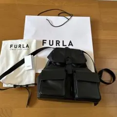 新品、未使用、フルラ フロー FLOW バックパック リュック ブラック レザー
