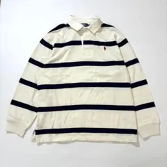 美品✨ ポロラルフローレン ラガーシャツ 常田大希 白 ネイビー XXLサイズ