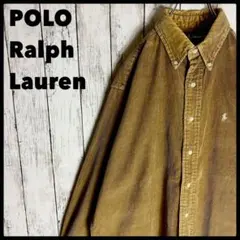 ラルフローレン コーデュロイ ヘビーネルシャツ XL ブラウン ヴィンテージ