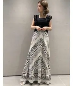 LILY BROWN　リリーブラウン　リネン混　ロングスカート　総柄　サイズ1