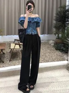 GRL ダブルタックワイドパンツ [pm370]