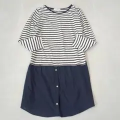 ショコラフィネローブ◇ボーダードッキングワンピース カジュアル オフィス F