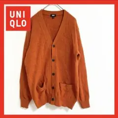 【大人気】UNIQLO プレミアムラムVネックカーディガン　M オレンジ