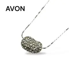 AVON エイボン ビーン ラインストーン ネックレス シルバーチェーン 豆