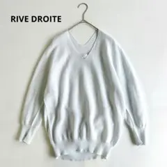リヴドロワ　Vネックコットンニット　七分袖　綿100%　ライトブルー　F