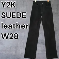 Suede Leather Pants 90s 00s 豚革 黒 M