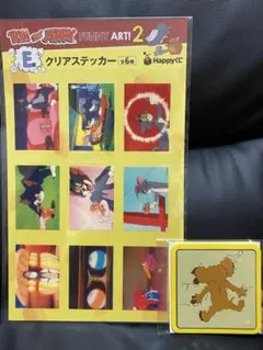 トムとジェリー HappyくじD賞ラバーコースター ，E賞クリアステッカーセット
