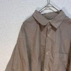 （古着）00s 短丈 ストライプ シャツ ノームコア