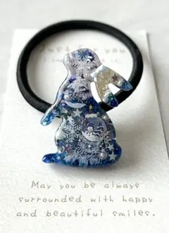 レジン＊垂れ耳うさちゃん Xmas フラワー ヘアゴム✧˚₊‧ꕥ