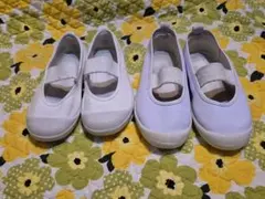 2足set 16㎝ 17㎝ 上履き 上靴 バレーシューズ 白 ビニール used