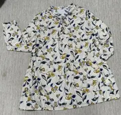 新品　里麻　長袖チュニック　シャツ　M 花柄