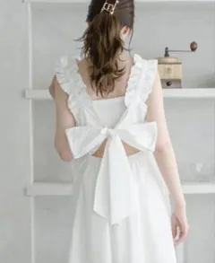 【新品タグ付/完売品】Ambre Neige バックリボンフレアシャツワンピース