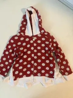 赤と白の水玉フードパーカー