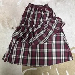 GreenParks チェック柄 アシンメトリー ティアード フレアスカート F