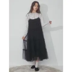 merry jenny チュールティアードワンピース　黒