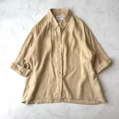 極美品♡ レリアン 洗える 麻100% パールボタン フレンチスリーブ ブラウス 極美品♡ レリアン 洗える 麻100% パールボタン フレンチスリーブ