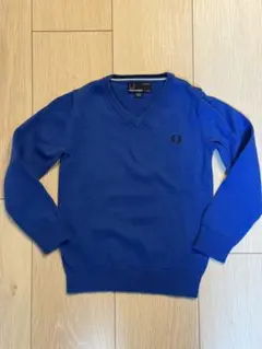 FredPerry 青 Vネック 綿セーター(薄手) 95cm
