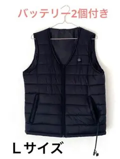 【男女兼用】発熱ベスト 黒色　　　 　バッテリー２個付き