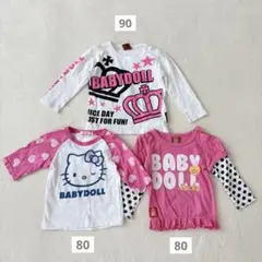 BABYDOLL 長袖Tシャツ80 90 ロンT 3枚セット 女の子 キティ