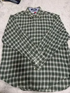 TOMMY HILFIGER チェックシャツ L グリーン 長袖 古着のサムネイル