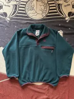 90s jack wolf skin スナップt フリースプルオーバー グリーン