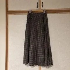 mystic チェック柄 プリーツロングスカート ブラウン F