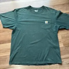 Carhartt ポケットTシャツ グリーン L ワンポイントロゴ 美品